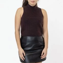 Los Angeles Apparel RFK382 - Cashmere Knit Sleeveless Mock Neck Women's