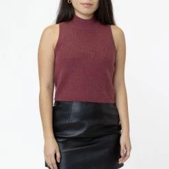 Los Angeles Apparel RFK382 - Cashmere Knit Sleeveless Mock Neck Women's