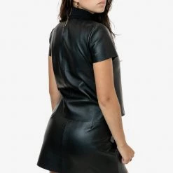 Los Angeles Apparel RLTH3401 - Leather Mockneck Tee Women's