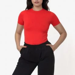 Los Angeles Apparel RN378 - Nylon Short Sleeve Crewneck Fitted Tee