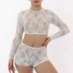 Los Angeles Apparel Women's FNS030 - Floral Lace Girly Lounge Short 12 Los Angeles Apparel Women's FNS030 - Floral Lace Girly Lounge Short