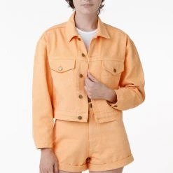 Los Angeles Apparel RBDW03GD - Garment Dye Cropped Bull Denim Jacket (Limited Edition) Women's