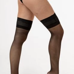 Los Angeles Apparel RN401 - Sheer Luxe Hold Up With Lace Top Women's