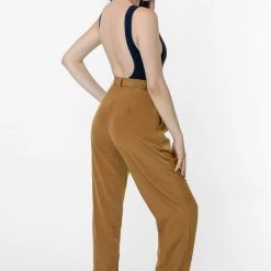 Los Angeles Apparel Women's RSAPP350 - Poly Pleated Straight Leg Pant