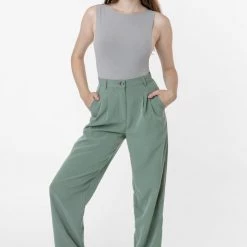 Los Angeles Apparel Women's RSAPP350 - Poly Pleated Straight Leg Pant