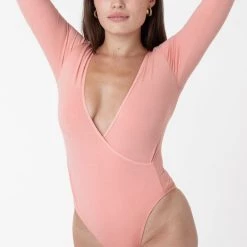 Los Angeles Apparel Women's B128CF - Long Sleeve Crossfront Bodysuit