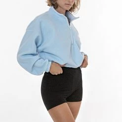 Los Angeles Apparel PF306 - Cropped Polar Fleece Half Zip Pullover Women's