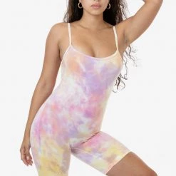 Los Angeles Apparel Women's 83022TD - Tie Dye Spaghetti Scoopback Biketard