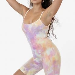 Los Angeles Apparel Women's 83022TD - Tie Dye Spaghetti Scoopback Biketard