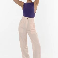 Los Angeles Apparel Women's RSAPP350 - Poly Pleated Straight Leg Pant