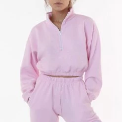 Los Angeles Apparel Women's F396 - Flex Fleece Half Zip Cropped Pullover