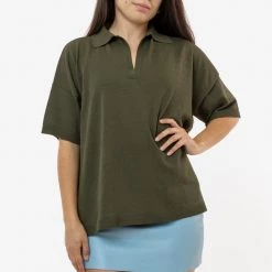 Los Angeles Apparel RFK371 - Viscose Nylon Oversized Knit Polo