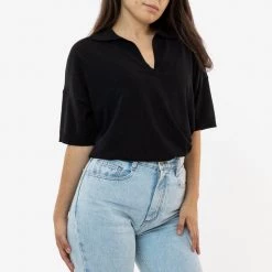 Los Angeles Apparel RFK371 - Viscose Nylon Oversized Knit Polo