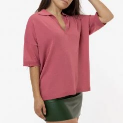 Los Angeles Apparel RFK371 - Viscose Nylon Oversized Knit Polo