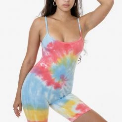Los Angeles Apparel Women's 83022TD - Tie Dye Spaghetti Scoopback Biketard
