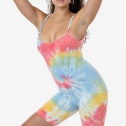 Los Angeles Apparel Women's 83022TD - Tie Dye Spaghetti Scoopback Biketard