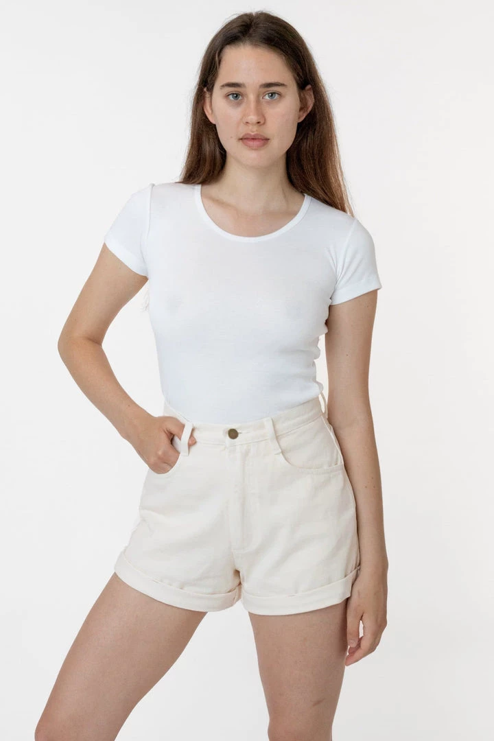 Los Angeles Apparel RBDW05GD - Bull Denim Garment Dye Cuff Short (Summer Color Edition) Women's 5 Los Angeles Apparel RBDW05GD - Bull Denim Garment Dye Cuff Short (Summer Color Edition) Women's