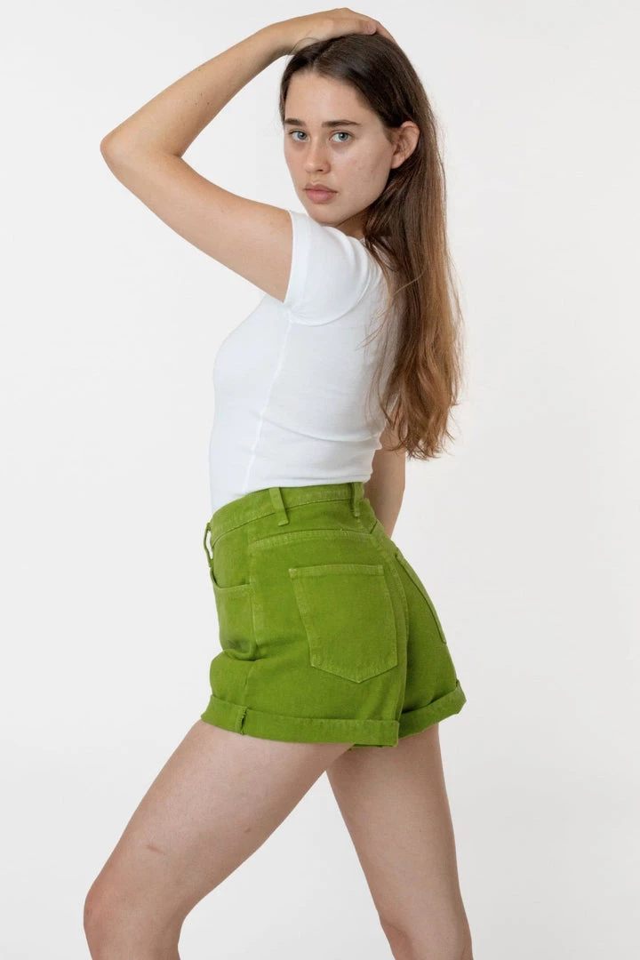 Los Angeles Apparel RBDW05GD - Bull Denim Garment Dye Cuff Short (Summer Color Edition) Women's 7 Los Angeles Apparel RBDW05GD - Bull Denim Garment Dye Cuff Short (Summer Color Edition) Women's