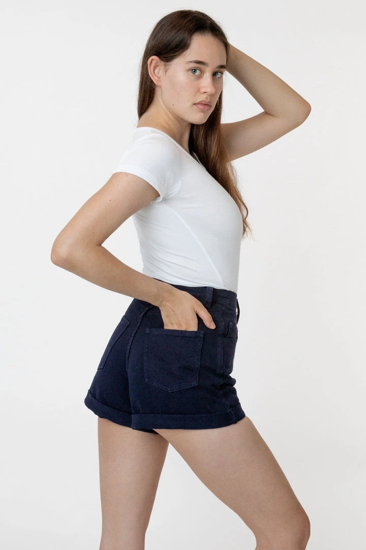 Los Angeles Apparel RBDW05GD - Bull Denim Garment Dye Cuff Short (Summer Color Edition) Women's 4 Los Angeles Apparel RBDW05GD - Bull Denim Garment Dye Cuff Short (Summer Color Edition) Women's