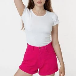 Los Angeles Apparel RBDW05GD - Bull Denim Garment Dye Cuff Short (Summer Color Edition) Women's 18 Los Angeles Apparel RBDW05GD - Bull Denim Garment Dye Cuff Short (Summer Color Edition) Women's