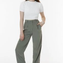 Los Angeles Apparel Women's RSAPP350 - Poly Pleated Straight Leg Pant