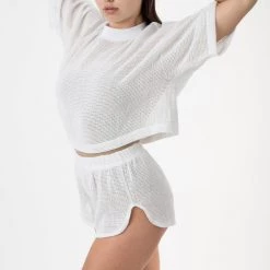 Los Angeles Apparel RIN331 - Cotton Fishnet Crop Top