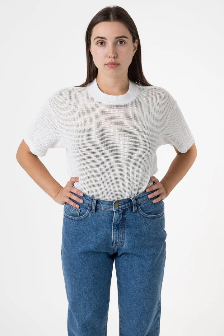 Los Angeles Apparel RIN401 - Cotton Mock Neck Fishnet T-Shirt 6 Los Angeles Apparel RIN401 - Cotton Mock Neck Fishnet T-Shirt