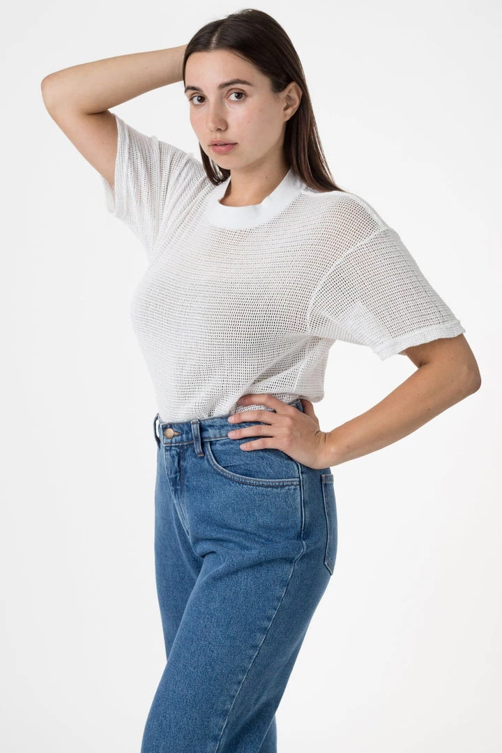 Los Angeles Apparel RIN401 - Cotton Mock Neck Fishnet T-Shirt 5 Los Angeles Apparel RIN401 - Cotton Mock Neck Fishnet T-Shirt