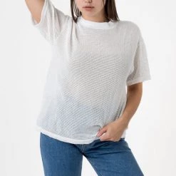 Los Angeles Apparel RIN401 - Cotton Mock Neck Fishnet T-Shirt
