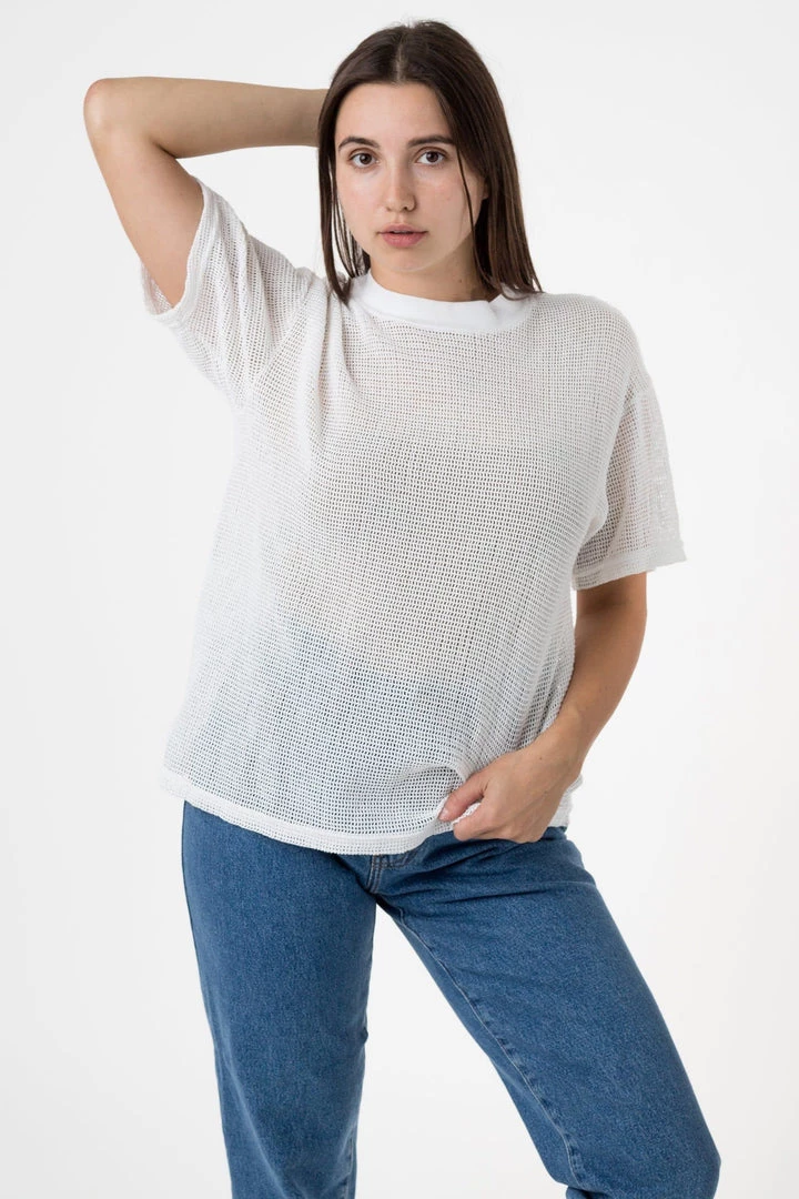 Los Angeles Apparel RIN401 - Cotton Mock Neck Fishnet T-Shirt 3 Los Angeles Apparel RIN401 - Cotton Mock Neck Fishnet T-Shirt