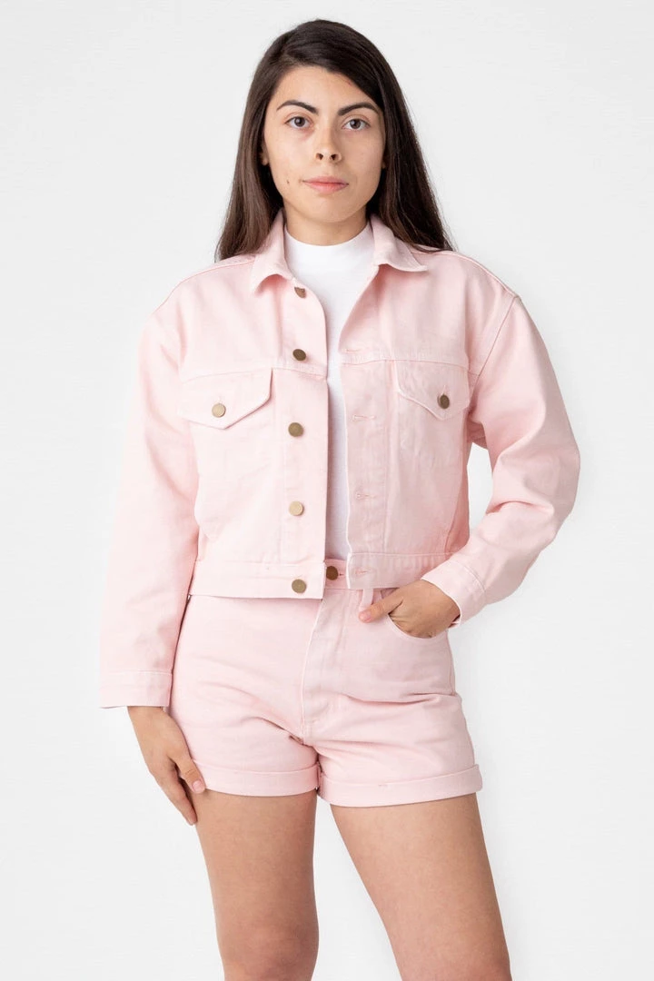 Los Angeles Apparel RBDW03GD - Garment Dye Cropped Bull Denim Jacket 9 Los Angeles Apparel RBDW03GD - Garment Dye Cropped Bull Denim Jacket