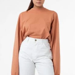 Los Angeles Apparel 1406GD Mix - Long Sleeve Garment Dye Mockneck T-Shirt