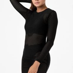 Los Angeles Apparel RNS309 - Long Sleeve Circle Mesh Dress Women's