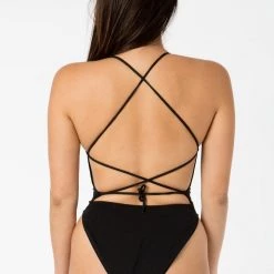 Los Angeles Apparel Women's B105CF - Tie-Back Bodysuit