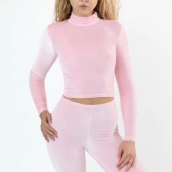 Los Angeles Apparel VVT286 - Velvet Fitted Mid-Length Mockneck Top Women's