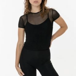 Los Angeles Apparel Women's RNS305 - Micro Mesh Slinky Baby Tee