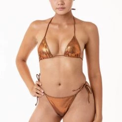 Los Angeles Apparel RMH3003 - Shiny Matrix String Bikini Top Women's