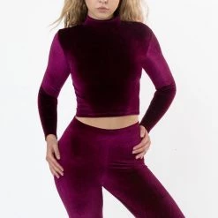 Los Angeles Apparel VVT286 - Velvet Fitted Mid-Length Mockneck Top Women's