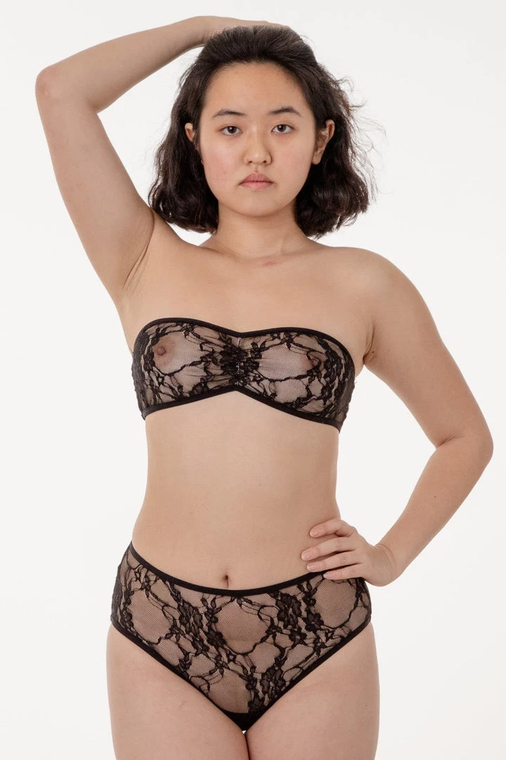 Los Angeles Apparel FNS98 - Floral Lace Ruched Tube Bra 3 Los Angeles Apparel FNS98 - Floral Lace Ruched Tube Bra