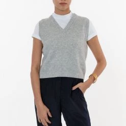Los Angeles Apparel RFK313 - Cashmere Knit V-Neck Vest Women's