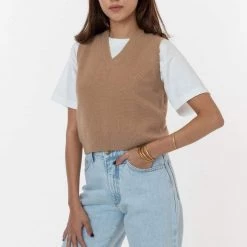 Los Angeles Apparel RFK313 - Cashmere Knit V-Neck Vest Women's