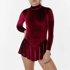 Los Angeles Apparel Women's VVT410 - Velvet Long Sleeve Mockneck Skirted Leotard