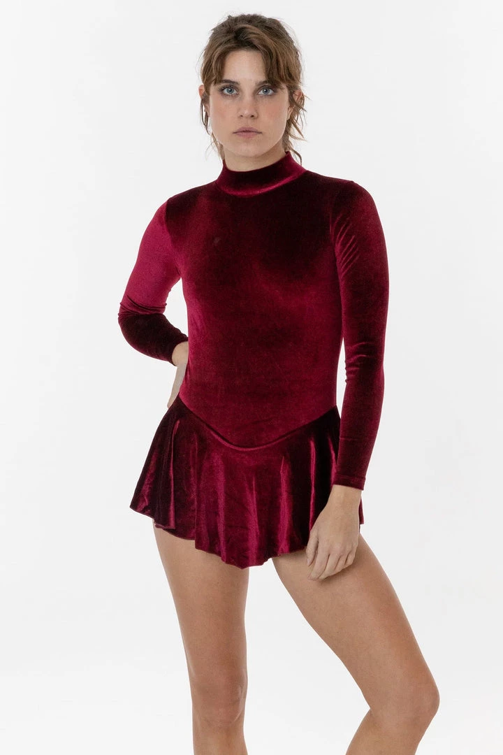 Los Angeles Apparel Women's VVT410 - Velvet Long Sleeve Mockneck Skirted Leotard 3 Los Angeles Apparel Women's VVT410 - Velvet Long Sleeve Mockneck Skirted Leotard