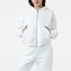 Los Angeles Apparel Women's HF-16 - 14oz. Cropped Heavy Fleece Zip Up Hooded Sweatshirt