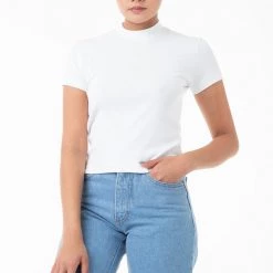 Los Angeles Apparel Women's R4309 - Mockneck Cap Sleeve Baby Tee 19 Los Angeles Apparel Women's R4309 - Mockneck Cap Sleeve Baby Tee