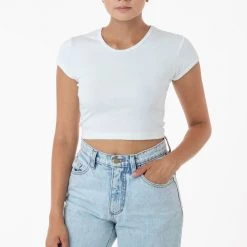 Los Angeles Apparel 43035 - Cap Sleeve Baby Rib Crop Top