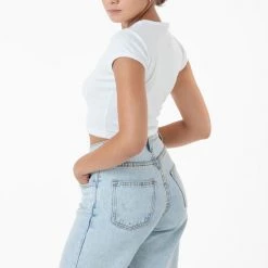 Los Angeles Apparel 43035 - Cap Sleeve Baby Rib Crop Top