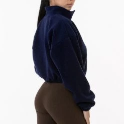 Los Angeles Apparel PF306 - Cropped Polar Fleece Half Zip Pullover Women's