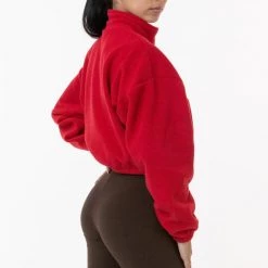 Los Angeles Apparel PF306 - Cropped Polar Fleece Half Zip Pullover Women's