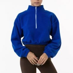 Los Angeles Apparel PF306 - Cropped Polar Fleece Half Zip Pullover Women's